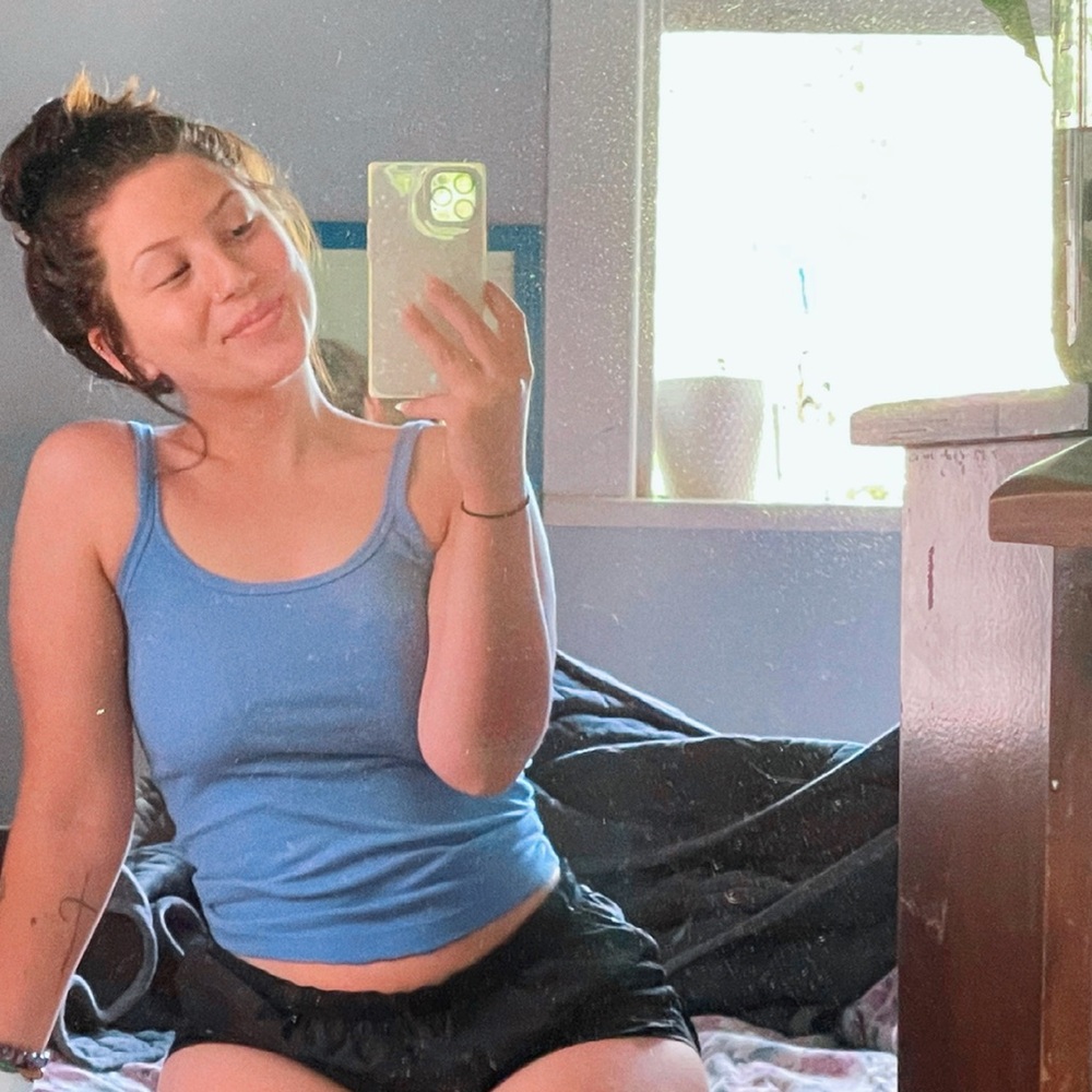 Blue tank top, medium